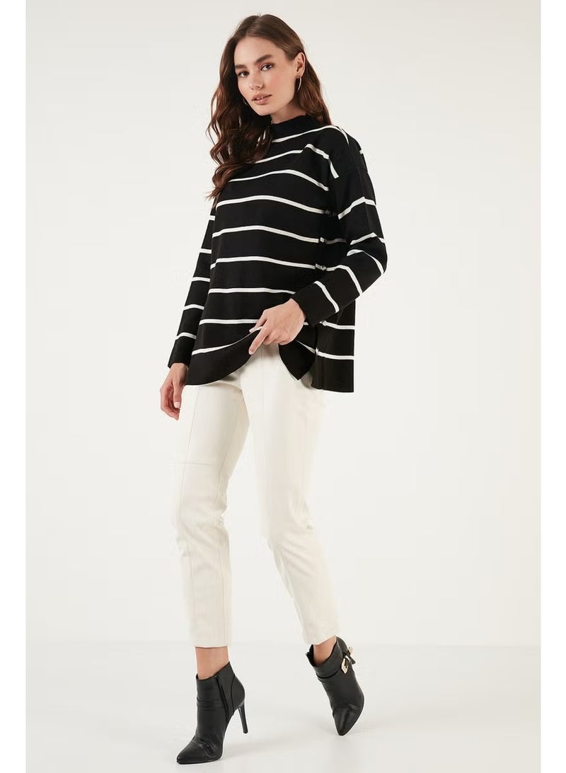 Lela Striped Stand Collar Oversize Knitwear Sweater Women's Sweater 4615197Y - Image 3